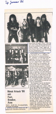 Metal Attack 86 - Ankndigung Tip Januar 86